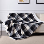 Sochow Buffalo Plaid Sherpa Fleece Throw Blanket, Double-Sided Checkered Super Soft Luxurious Bedding Blanket 50 X 60 Inches, Bl