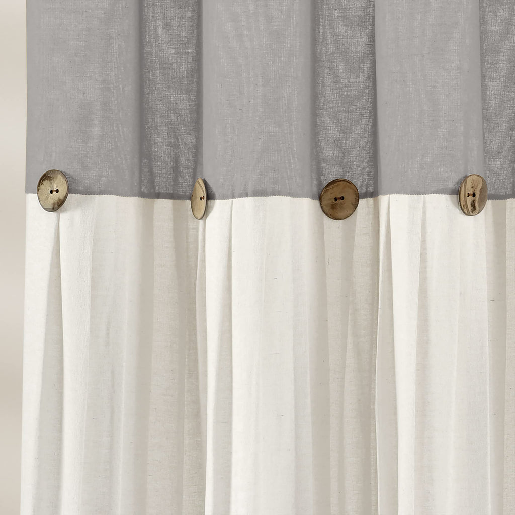 Lush Decor Linen Button Shower Curtain, 72'' X 72'', Gray & White