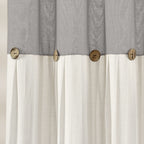 Lush Decor Linen Button Shower Curtain, 72'' X 72'', Gray & White