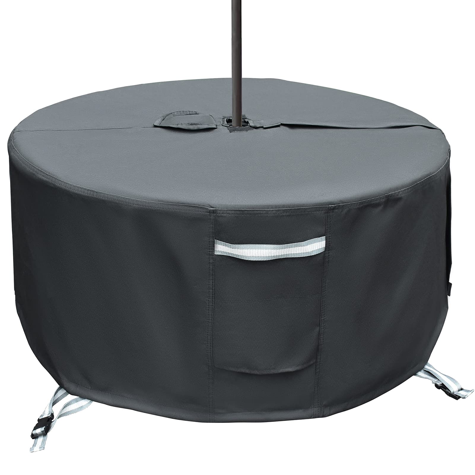 Tohonfoo Round Patio Table Cover With Umbrella Hole - 60'' Dia X 23'' H (Cover Size