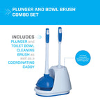 Mr. Clean Turbo Plunger And Bowl Brush Caddy Set, Toilet Brush Plunger Combo 5-1/2 In.