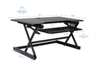 Rocelco 40" Large Height Adjustable Standing Desk Converter with Dual Monitor Stand BUNDLE - Quick Sit Stand Up Computer Workstation Riser - Retractable Keyboard Tray - Black (R DADRB-40-DMS)