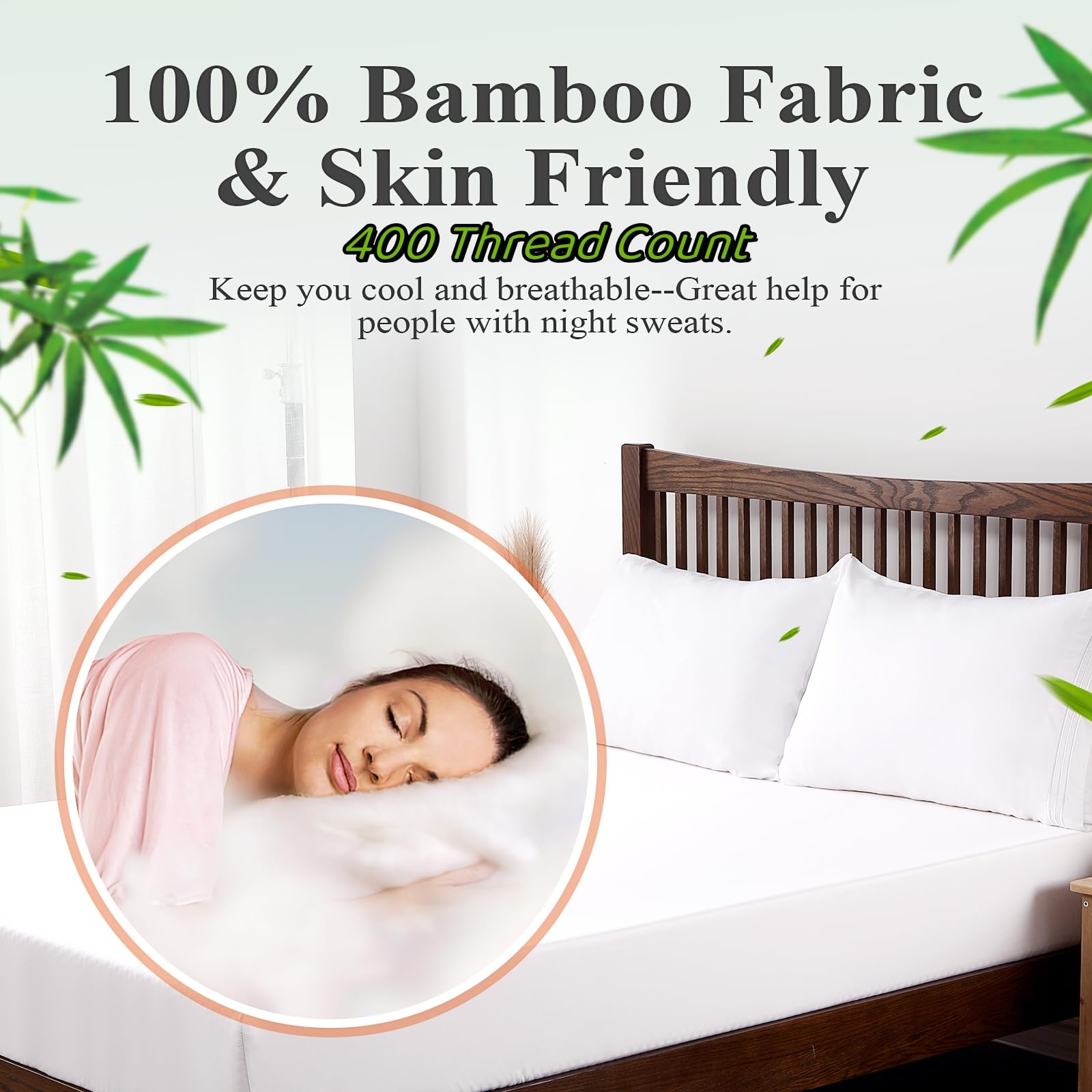 Bamboo Viscose Fitted Sheet 1 Pack Split King Size Only,400 Thread Count 2-Pack 80''X39'',8-16'' Deep Pocket,Bottom Sheet Colorf
