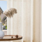 Jinchan Soft Linen Curtains, Natural Curtains 108 Inches Long, Crude Light Filtering Farmhouse Curtains For Living Room Bedroom, Beige Curtains Back Tab Top Set 2 Panels (W50 X L108, Natural)