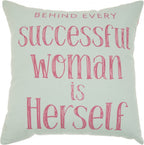 HomeRoots Grey Cotton Successful Woman Pink Decroative Throw Pillow