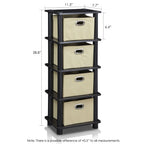 Furinno Laci 4-Bins System Rack, 11.3(W) X 28.8(H) Inch, Espresso/Black