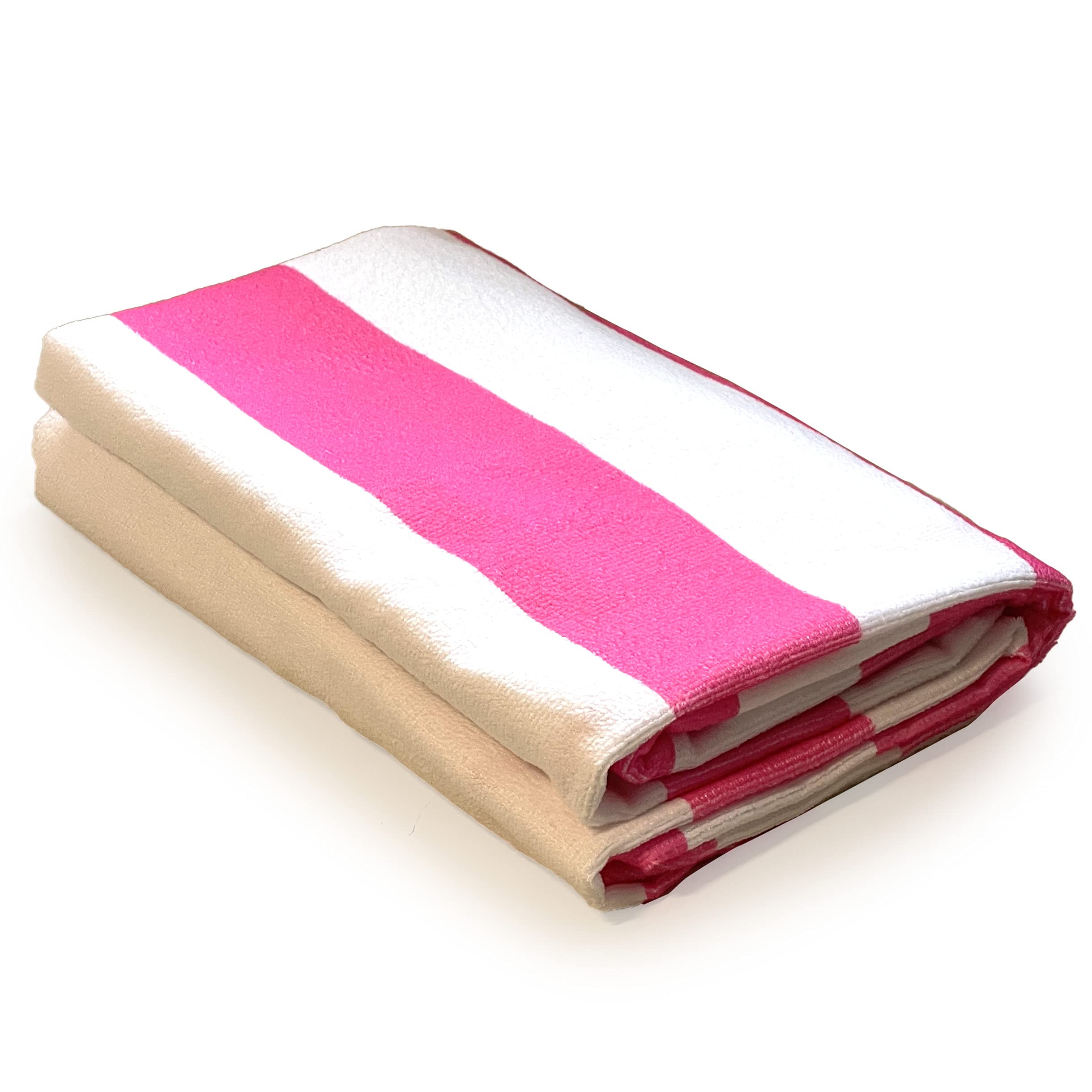 allgala Oversize 40x70 Inch (1x1.8M) Cabana Stripe Design Microfiber Beach Towel-Pink (Pack of 1)-BT81209