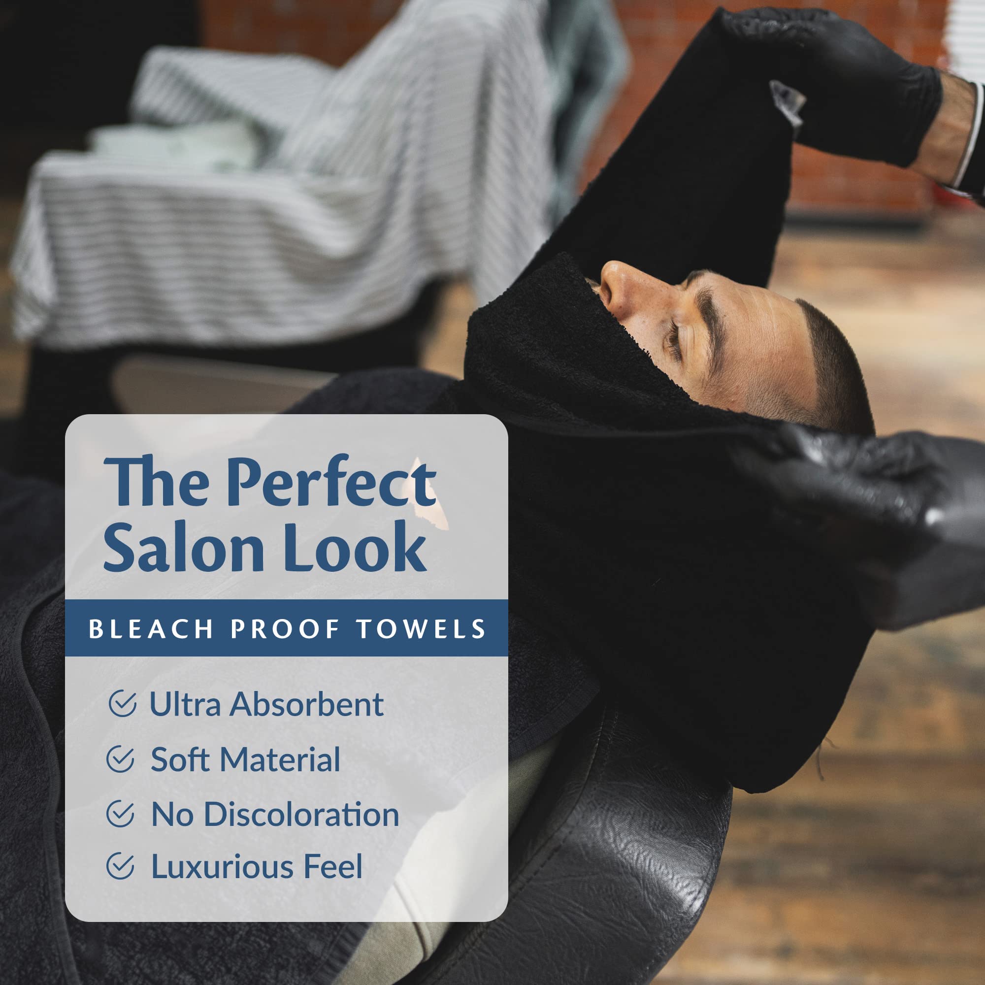 Groko Textiles Black Bleach Proof Towels Set, 48 Pack 100% Cotton 16' X 27' Color Safe, Stain Resistant, Quick Drying Towels F