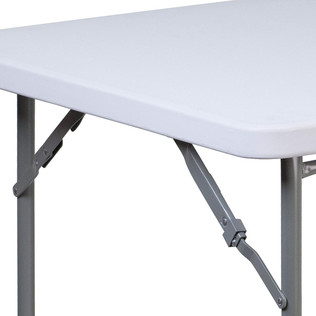 Flash Furniture Kathryn 2.81-Foot Square Granite White Plastic Folding Table with Powder Coated Locking Legs