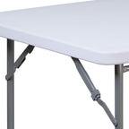 Flash Furniture Kathryn 2.81-Foot Square Granite White Plastic Folding Table with Powder Coated Locking Legs