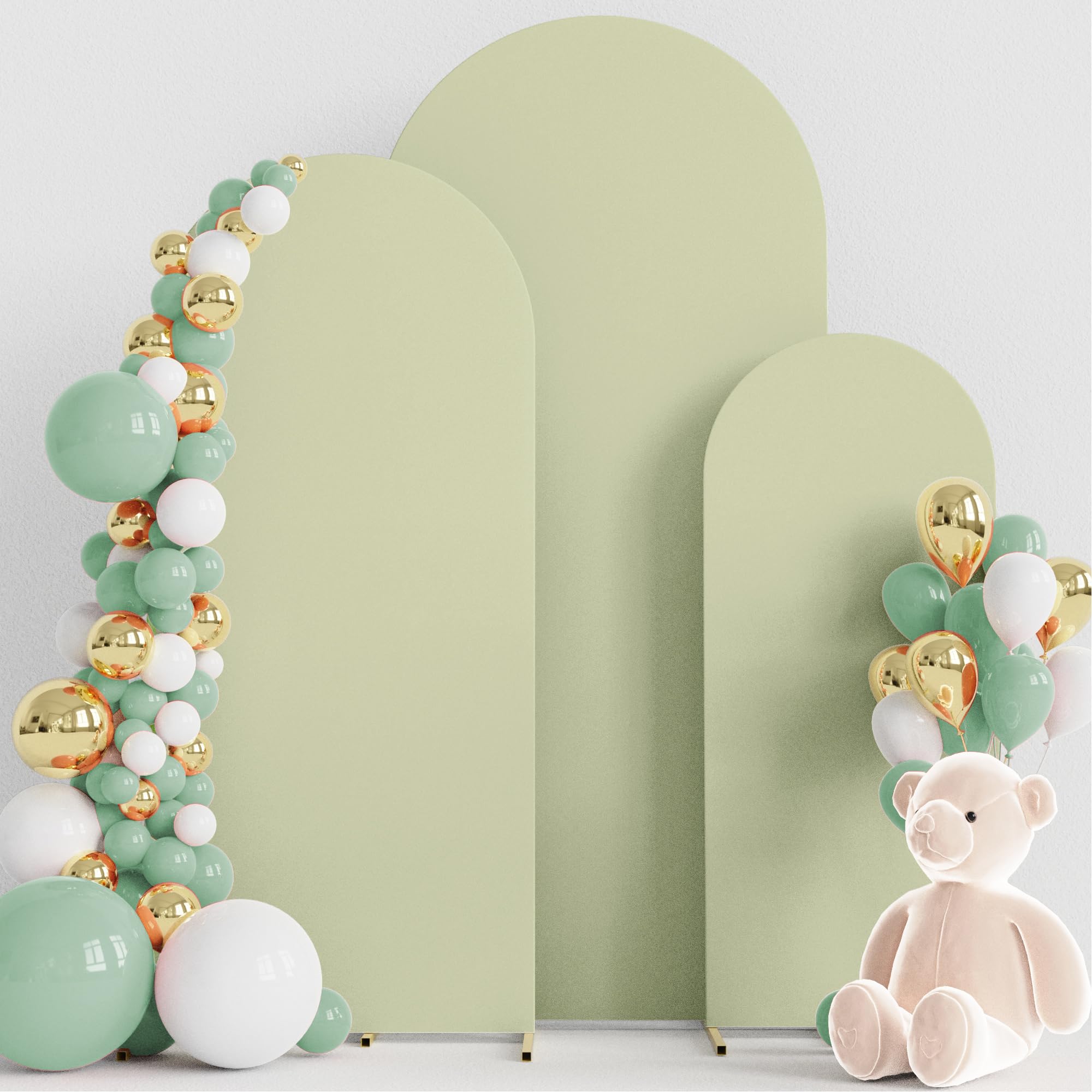 Wokceer Set Of 3 Wedding Arch Cover Spandex Fitted Wedding Arch Stand Covers Round Top Chiara Arch Backdrop Stands Cover For Bir