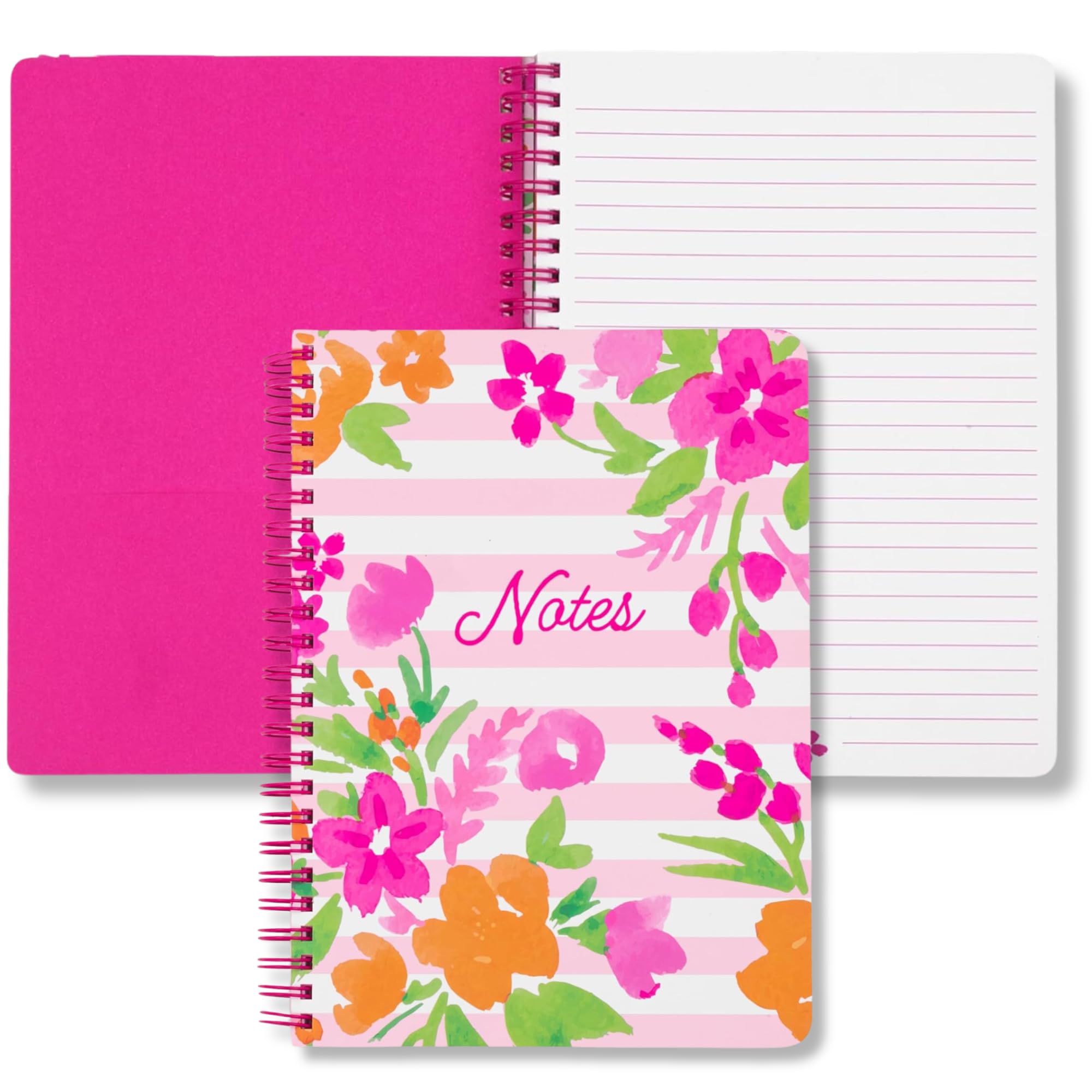 Steel Mill & Co Cute Mini Spiral Notebook, 8.25' X 6.25' Journal With Durable Hardcover And 160 Lined Pages (Watercolor Flower