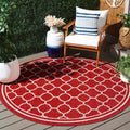 SAFAVIEH Courtyard Collection 67 Round Red/Bone CY6918 Trellis Indoor/ Outdoor Splashproof Easy Scrubbing Patio Backyard Mudroo