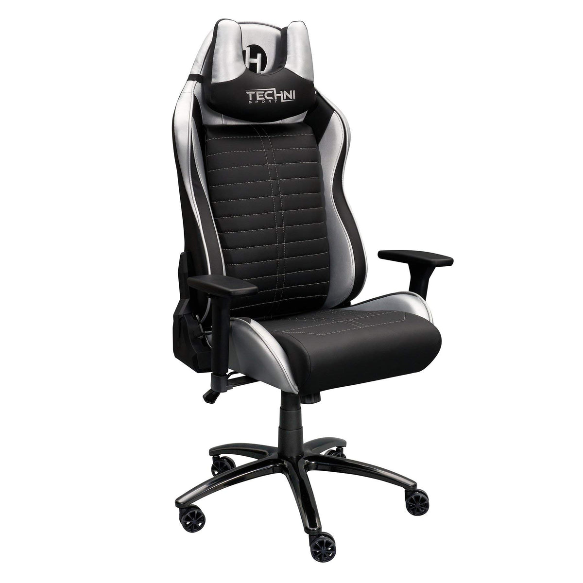 Techni Sport Ergonomic Gaming Chair With Foam Seat And Padded Arms, Racing Chair With Height And Tilt Adjustment, Golden