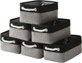 TheWarmHome Storage Basket for Organizing - 12x8x5.2 inch Small 6 Pack Collapsible Storage Bin for Shelves with Rope, Fabric Sto