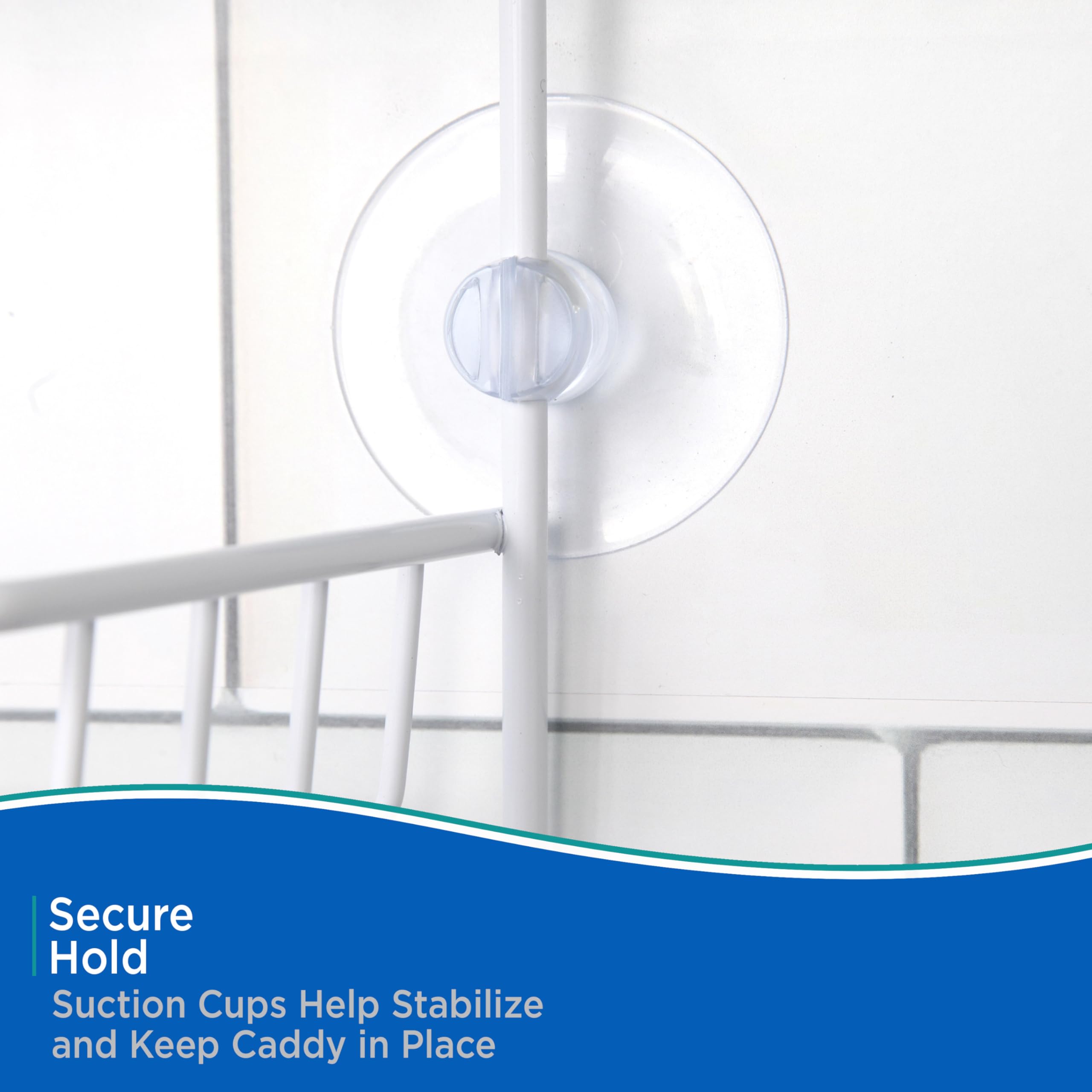 Kenney Kn614121 Over The Shower Head 17'' L X 10'' W X 4'' D Rust-Resistant Metal Wire Small 2-Shelf Hanging Caddy With Suction