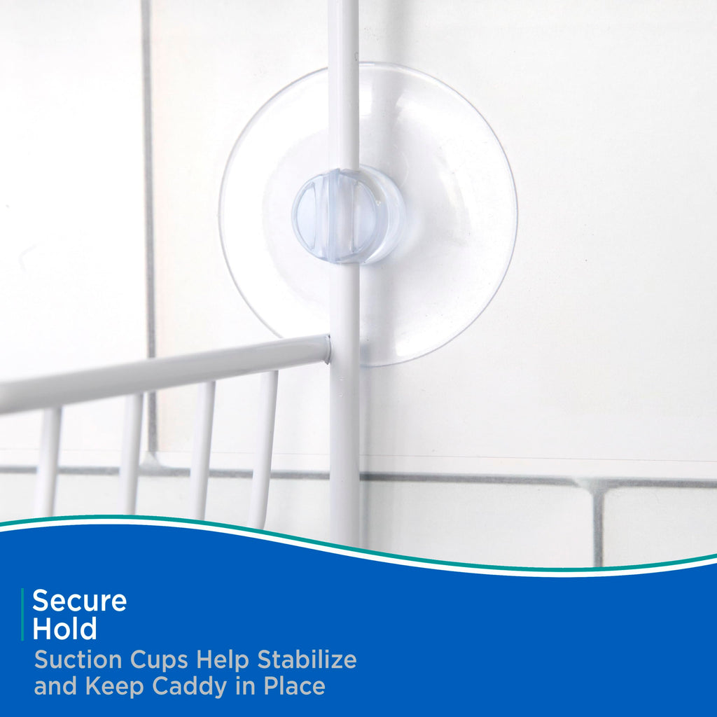 Kenney Kn614121 Over The Shower Head 17'' L X 10'' W X 4'' D Rust-Resistant Metal Wire Small 2-Shelf Hanging Caddy With Suction