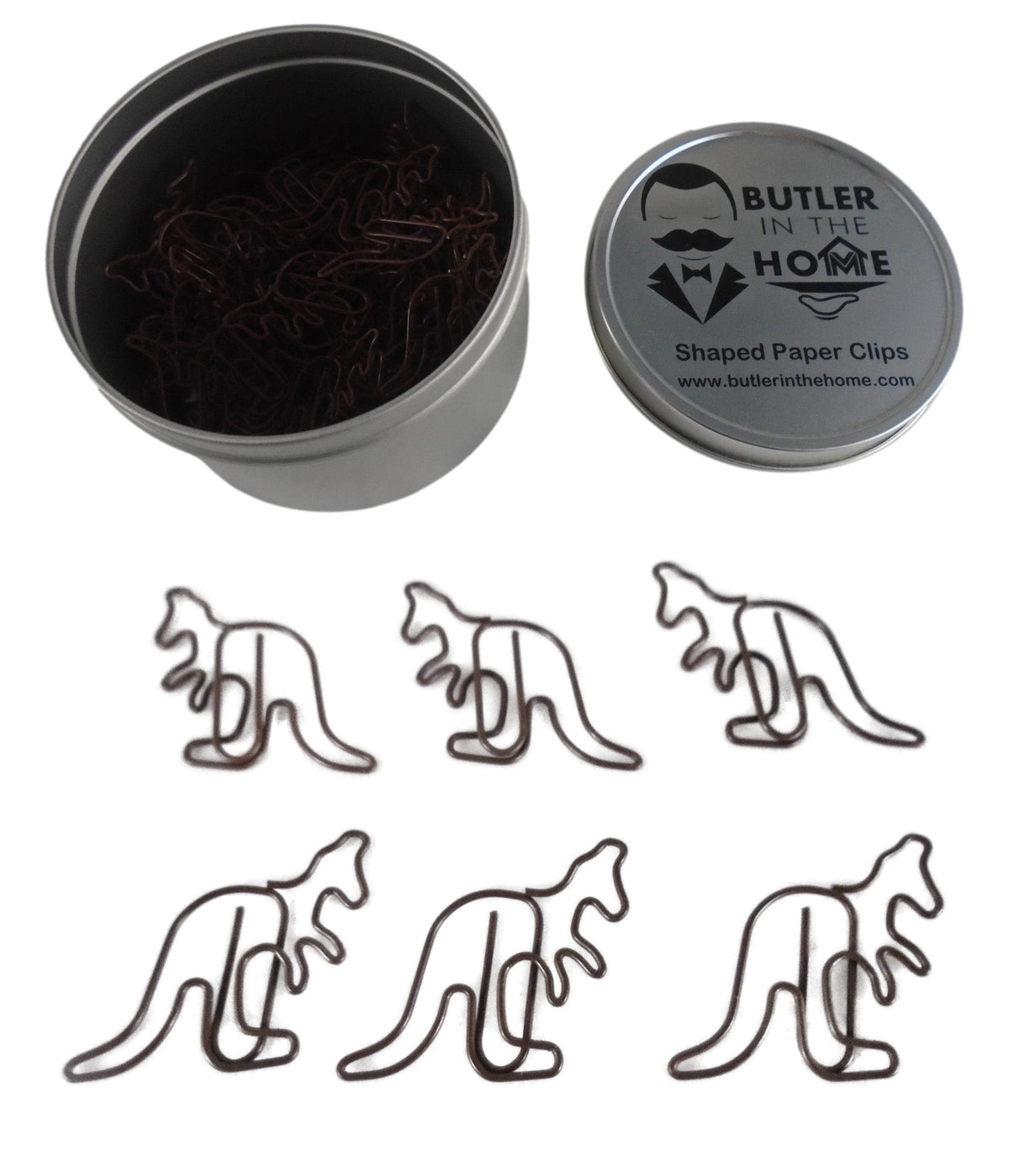 Butler In The Home 100 Count Kangaroo Shaped Paper Clips Great For Paper Clip Collectors Or Office Gift - Comes In Round Tin Wit