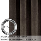 Smiletime Brown 72 In Long Velvet Curtains With Grommet, Thermal Insulated Super Soft Privacy Noise Reducing Light Blocking Velv