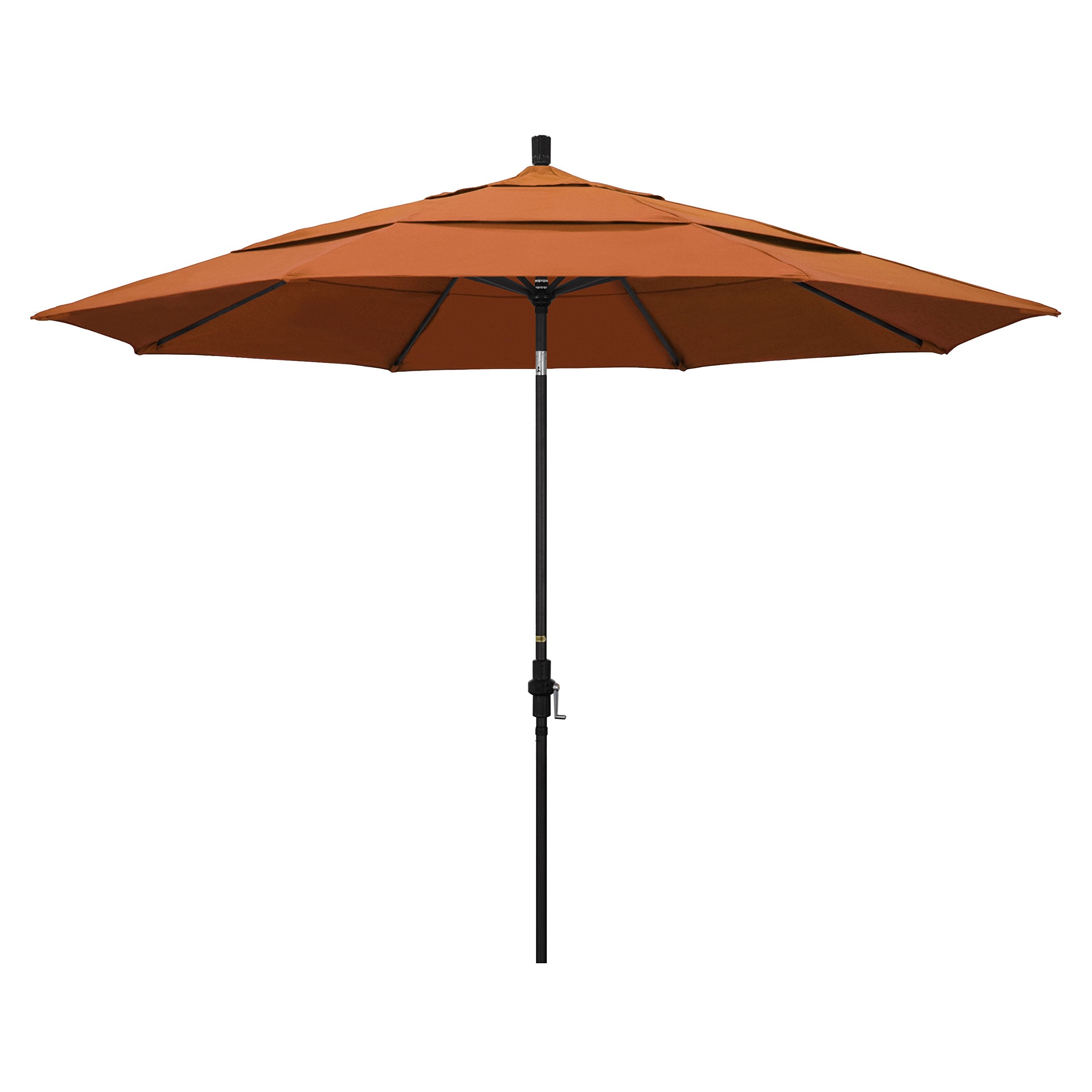 California Umbrella Gscu118302-5417-Dwv 11' Round Aluminum Market, Crank Lift, Collar Tilt, Black Pole, Sunbrella Tuscan Patio U