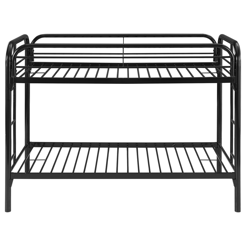 Coaster Home Furnishings Morgan Twin Over Twin Sturdy Metal Modern Bunk Bed Heavy Duty Steel Welded Slat Frame Easy Assembly Black 2256K