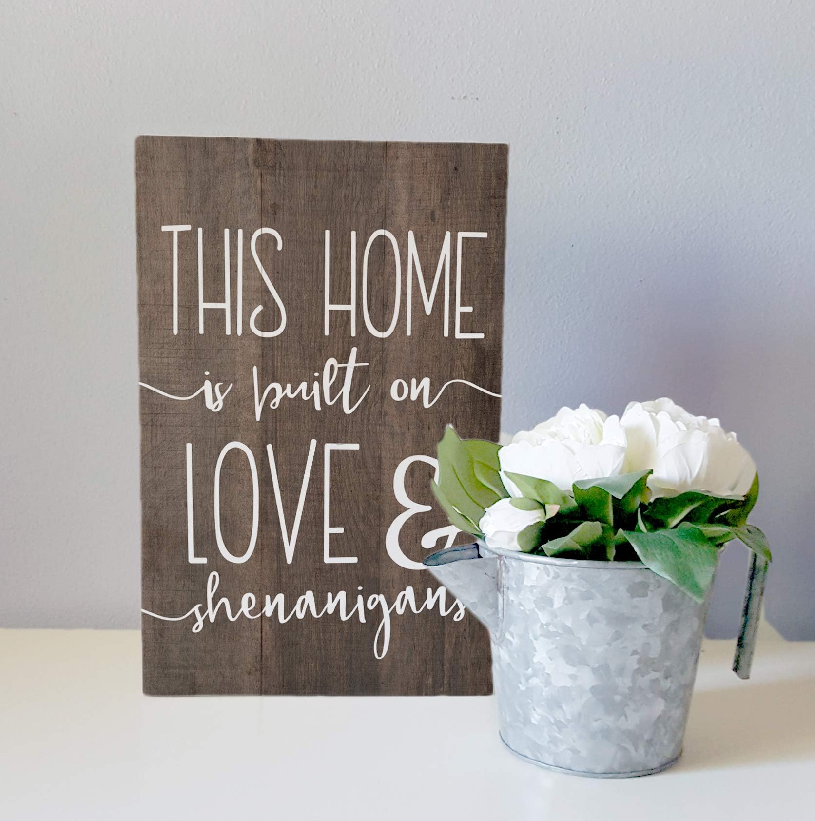 Simply Said, Inc Rustic Pallets 16' X 10.75' Wood Sign - This Home Is Built On Love & Shenanigans