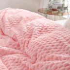 Puncuntex Light Pink Throw Blanket 108''  90'' Inches Fuzzy 3D Jacquard Decorative Flannel Fleece Super Soft Plush Cozy Blanket