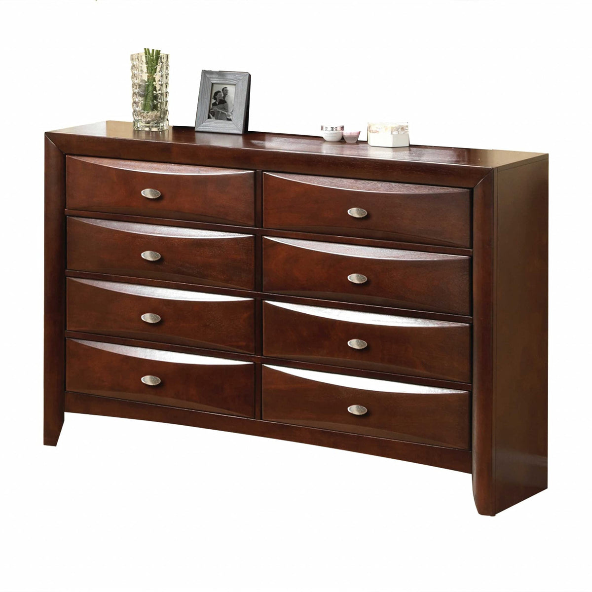 HomeRoots Wood, Veneer (Wood), Composite Wood 41' Espresso Wood Finish Dresser with 8 Drawers