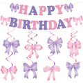 Purple and Pink Bow Birthday Banner