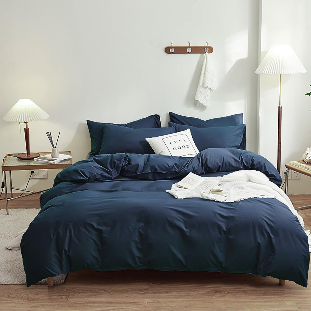 Luxlovery Navy Blue Comforter Set Full Men Boys Dark Blue Bedding Comforter Sets Navy Comfy Soft Blanket Quilts Cozy Breathable