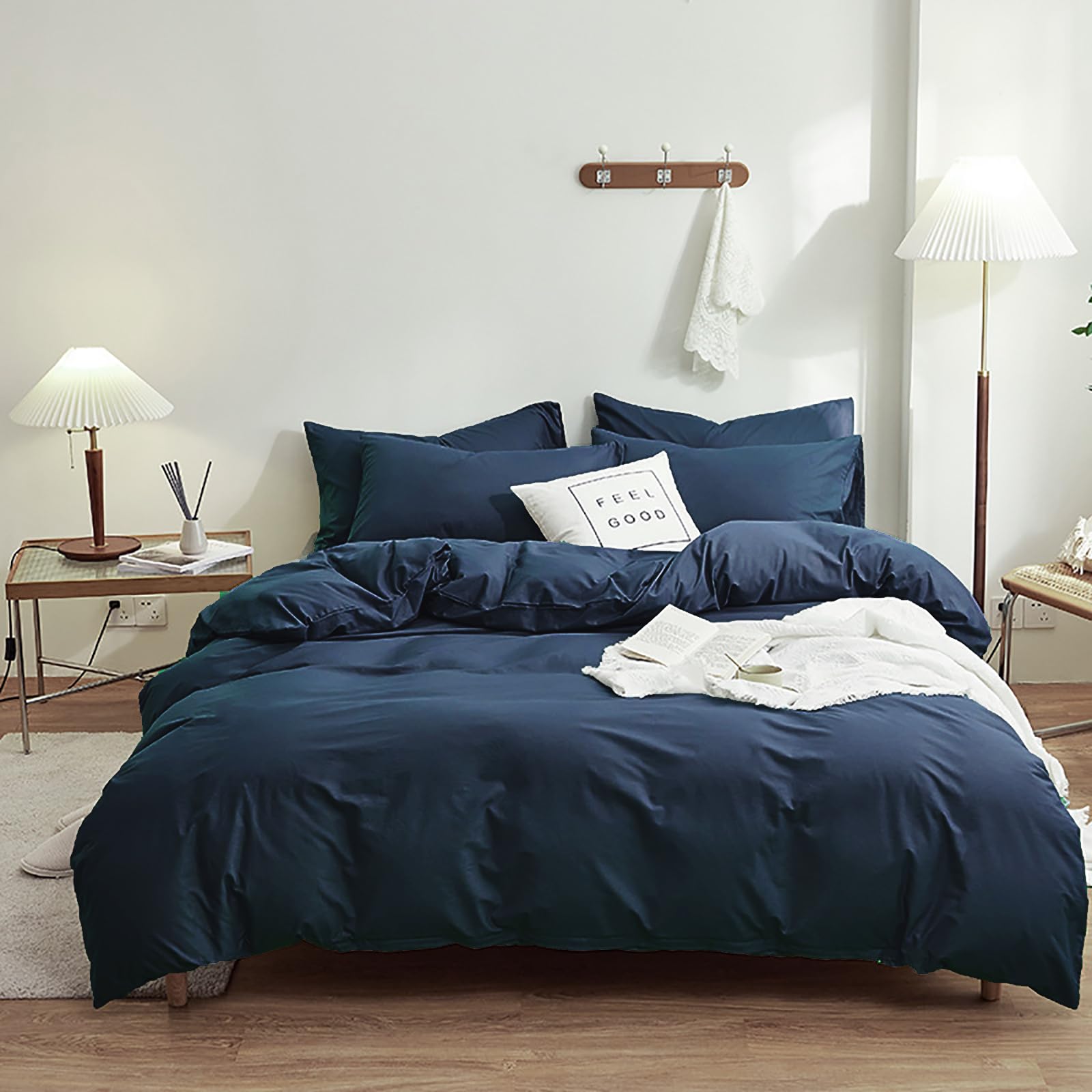 Luxlovery Navy Blue Comforter Set Full Men Boys Dark Blue Bedding Comforter Sets Navy Comfy Soft Blanket Quilts Cozy Breathable