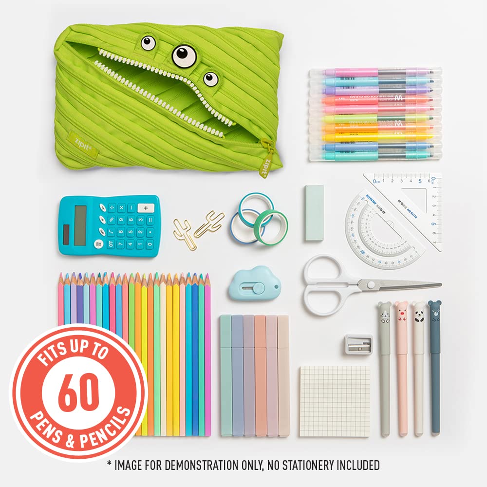Zipit Monster Large Pencil Case For Boys Pencil Pouch For School, College And Office Pencil Bag For Kids (Green)