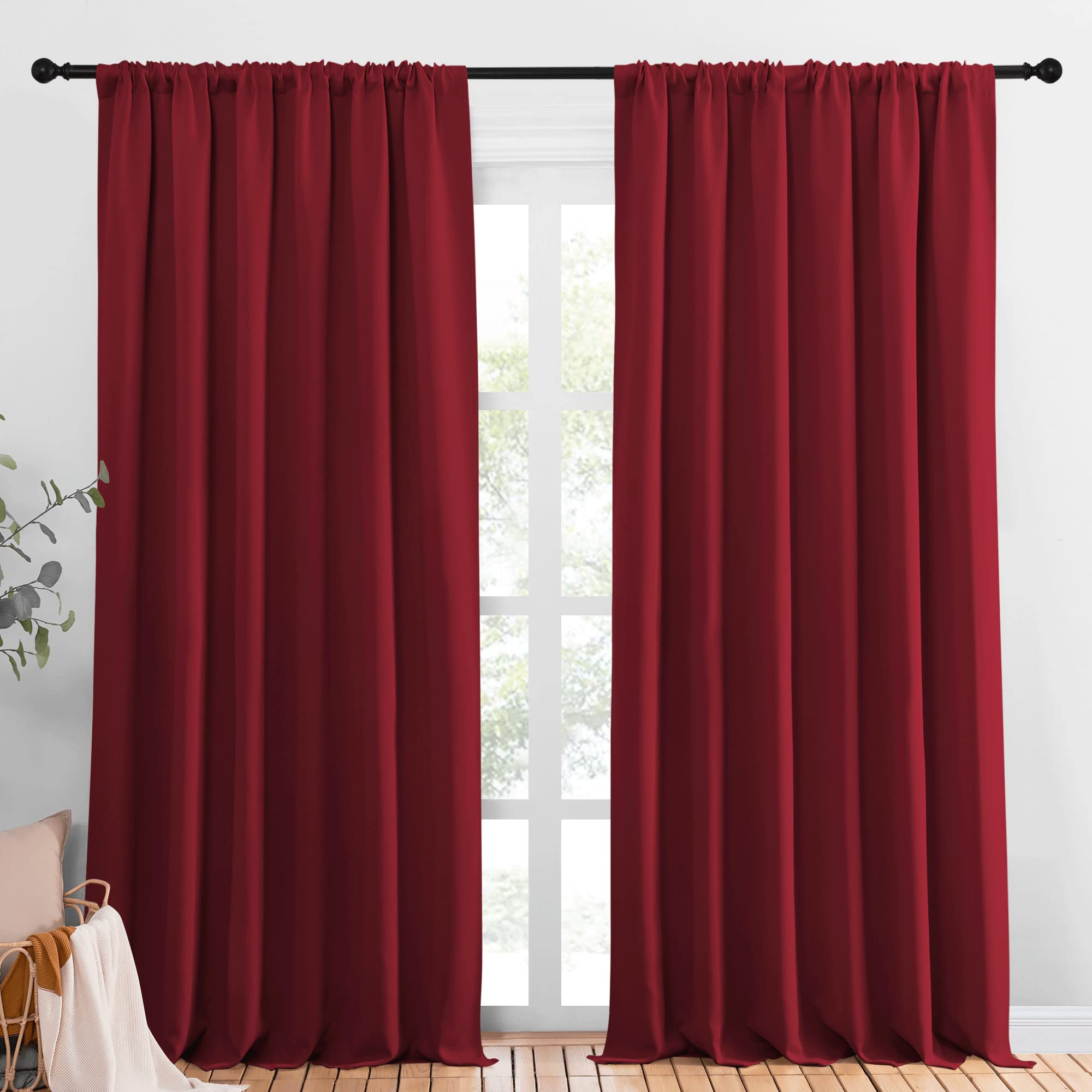 Nicetown Christmas Living Room Curtains For Window - Energy Efficient & Noise Reducing Thermal Insulated Rod Pocket Blackout Dra