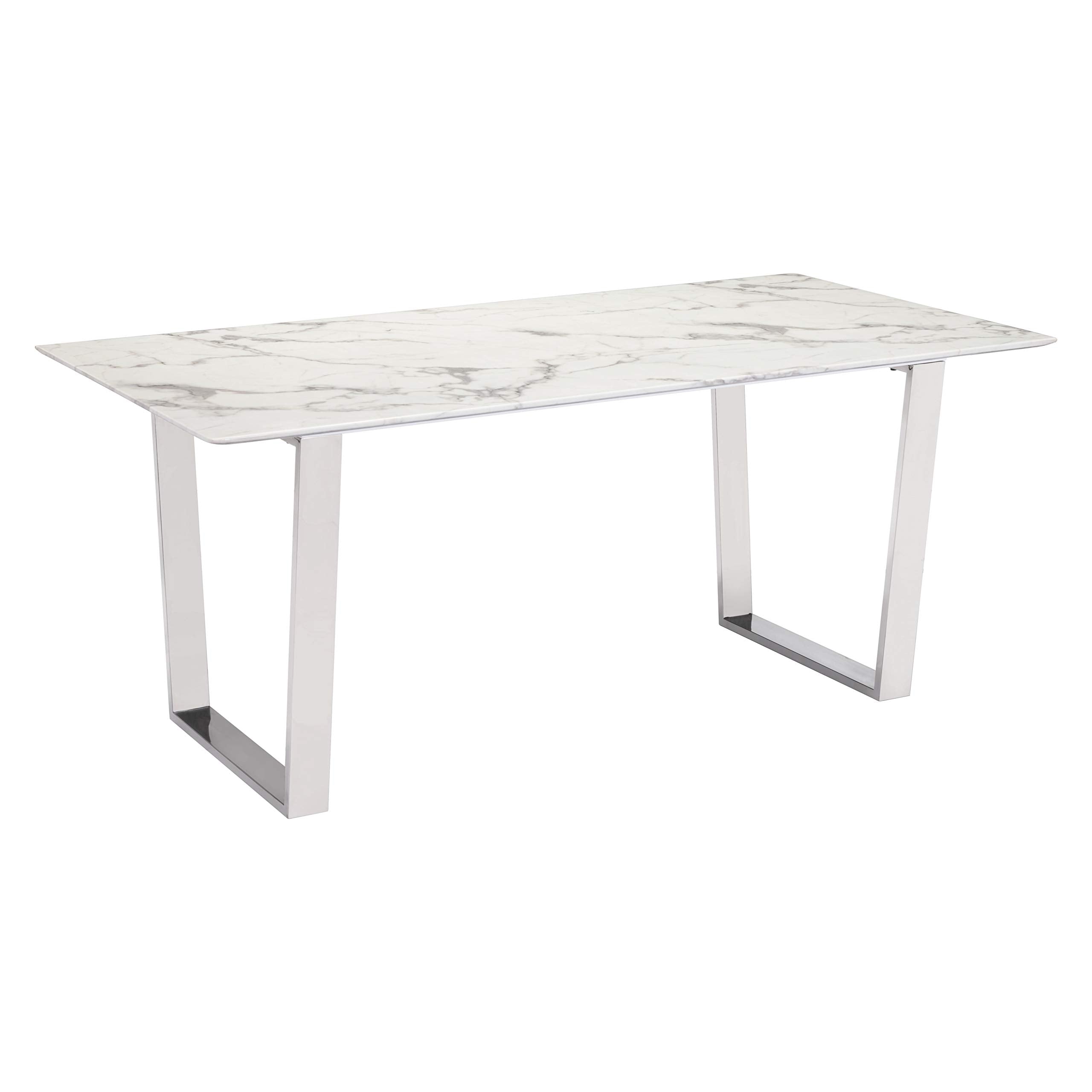 Atlas Dining Table White & Silver