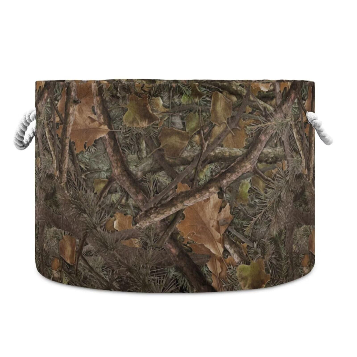 ZRCAIFUGIY Camouflage Print Round Storage Basket Collapsible with Handle