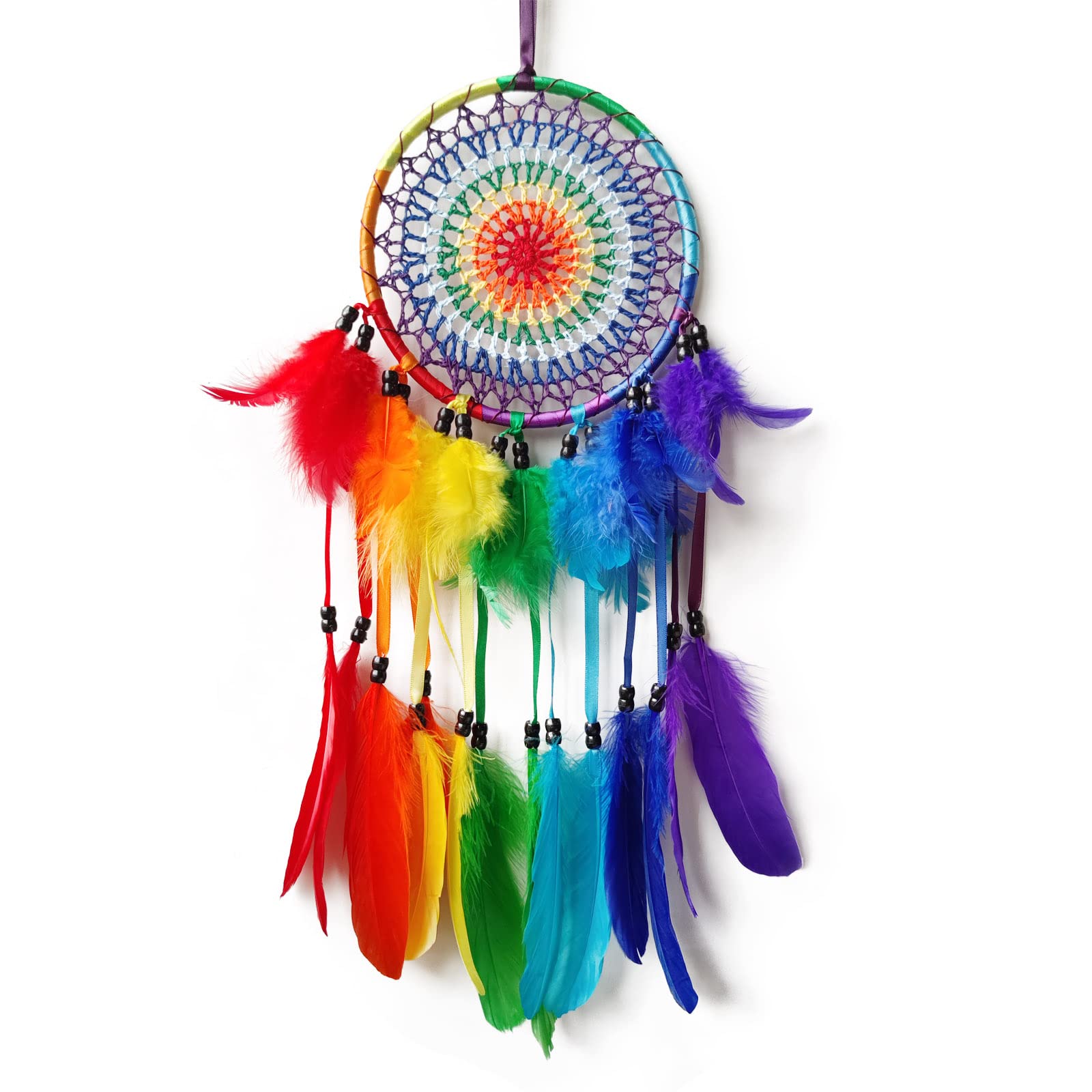 SOYUZU Dream Catchers Rainbow Dream Catcher Handmade Dream Catchers for Bedroom Decor Colorful Feather Dream Catcher Rainbow Wal