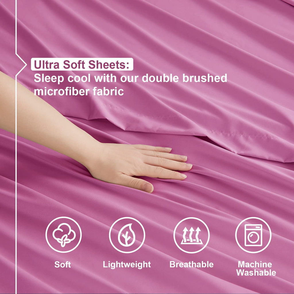 Nestl Full Xl Size Sheet Sets - 4 Piece Full Xl Size Sheets, Deep Pocket, Hotel Luxury, Extra Soft, Breathable And Cooling, Light Pink Bed Sheets For Full Xl Size Mattress
