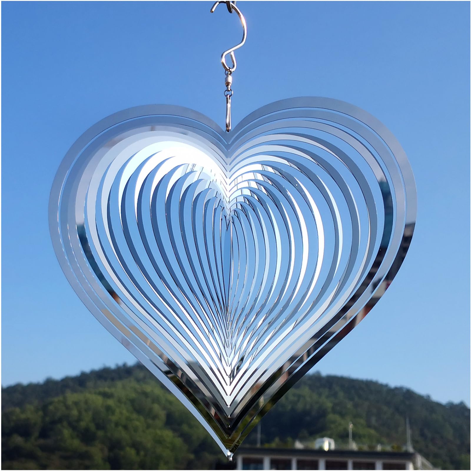 Djuan Stainless Steel Reflective Wind Spinners Outdoor Garden Decor,Sparkly Wind Spinner Bird Devices Deterrent To Scare Birds A