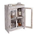 Ikee Design Wooden Countertop Storage Cabinet. Customizable Organizer with Adjustable Shelves, Glass Window Door and Removable M
