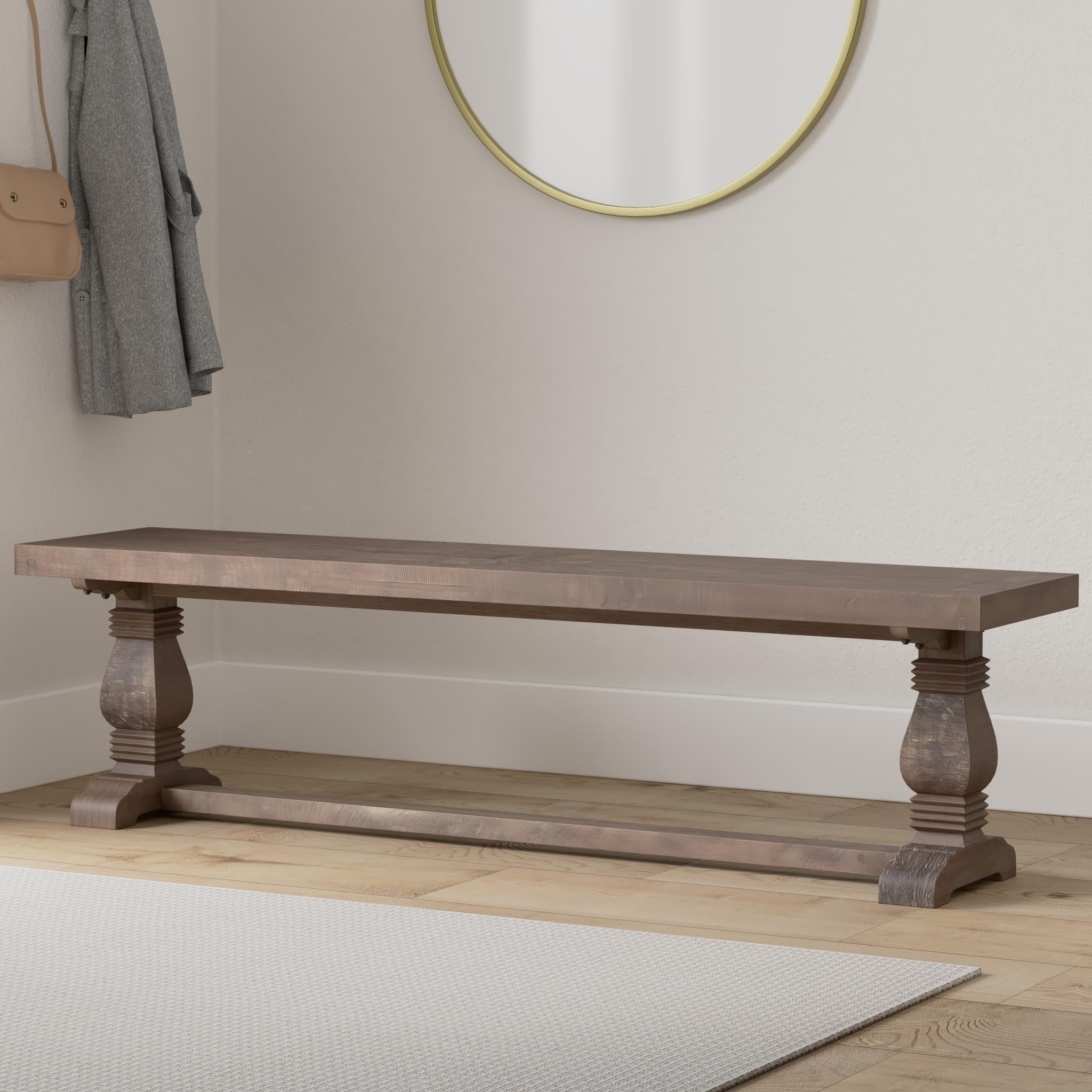 Kosas Home Caleb Bench Weathered Gray 66&quot;