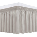 Biscaynebay Wrap Around Bed Skirts For King & Cal King Beds Short Drop Of 12', Camel Grey Adjustable Elastic Dust Ruffles Easy
