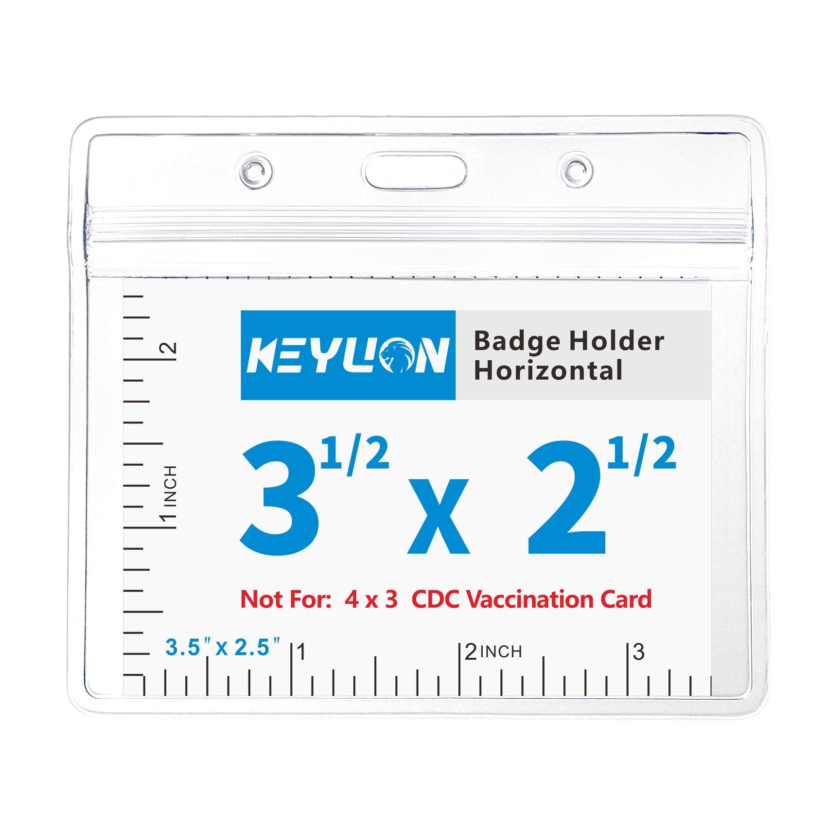 Keylion 10 Pack Horizontal Name Tag Id Card Holders, Heavy Duty Clear Plastic Sleeve Cover W Waterproof Resealable Zip, Fit 5 Pc