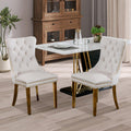 Soarflash Velvet Dining Chair Set Of 2, Upholstered Tufted Dining Room Chair With Nailhead Trim, Solid Gold Plated Leg For Kitch