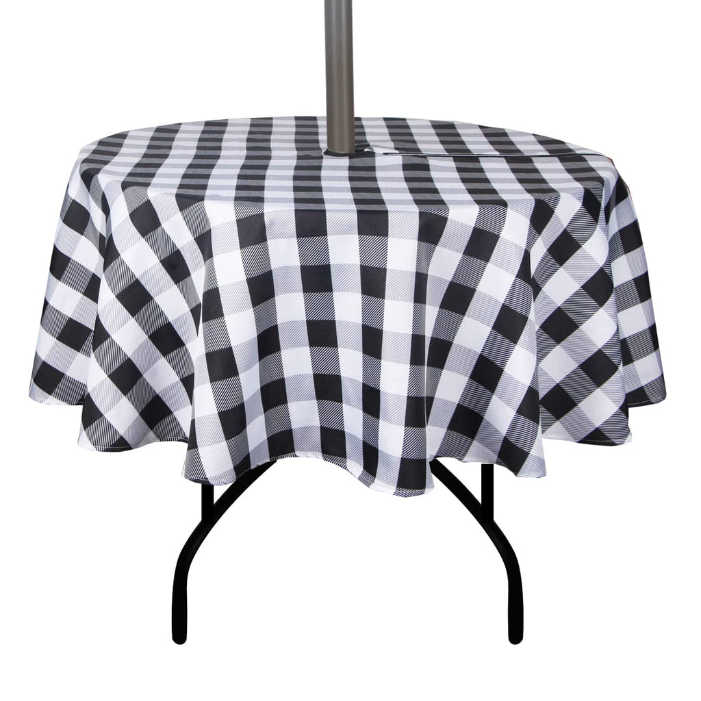 Ehousehome Outdoor And Indoor 60Inch Round Tablecloth With Umbrella Hole And Zipper, Waterproof Zippered Patio Table Cloths, Spring/Summer Table Covers For Backyard Circular Table/Bbqs/Picnic