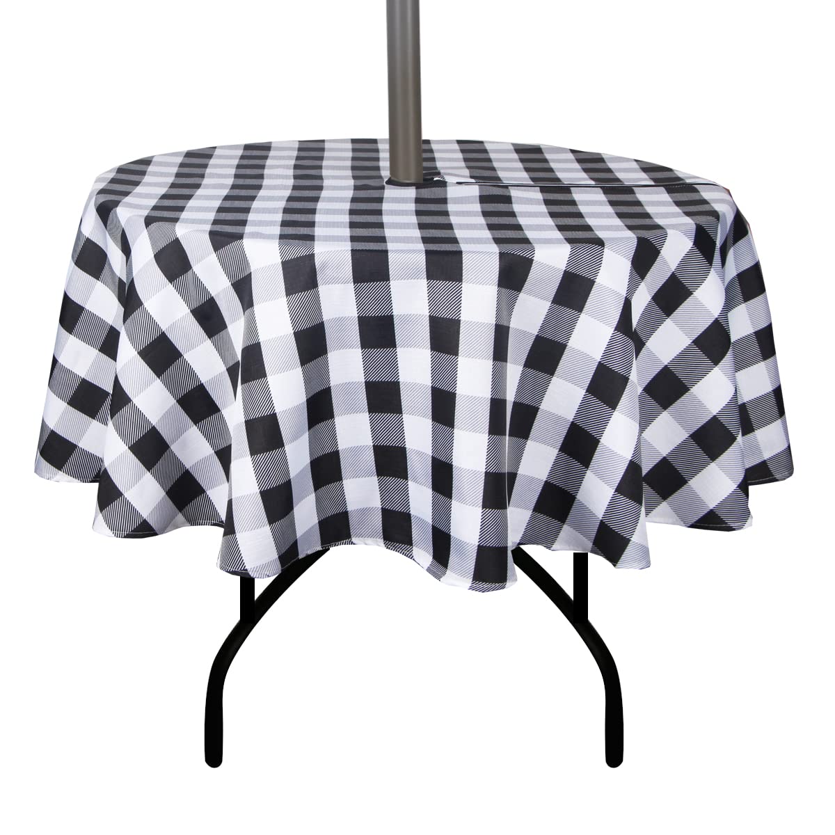 Ehousehome Outdoor And Indoor 60Inch Round Tablecloth With Umbrella Hole And Zipper, Waterproof Zippered Patio Table Cloths, Spring/Summer Table Covers For Backyard Circular Table/Bbqs/Picnic