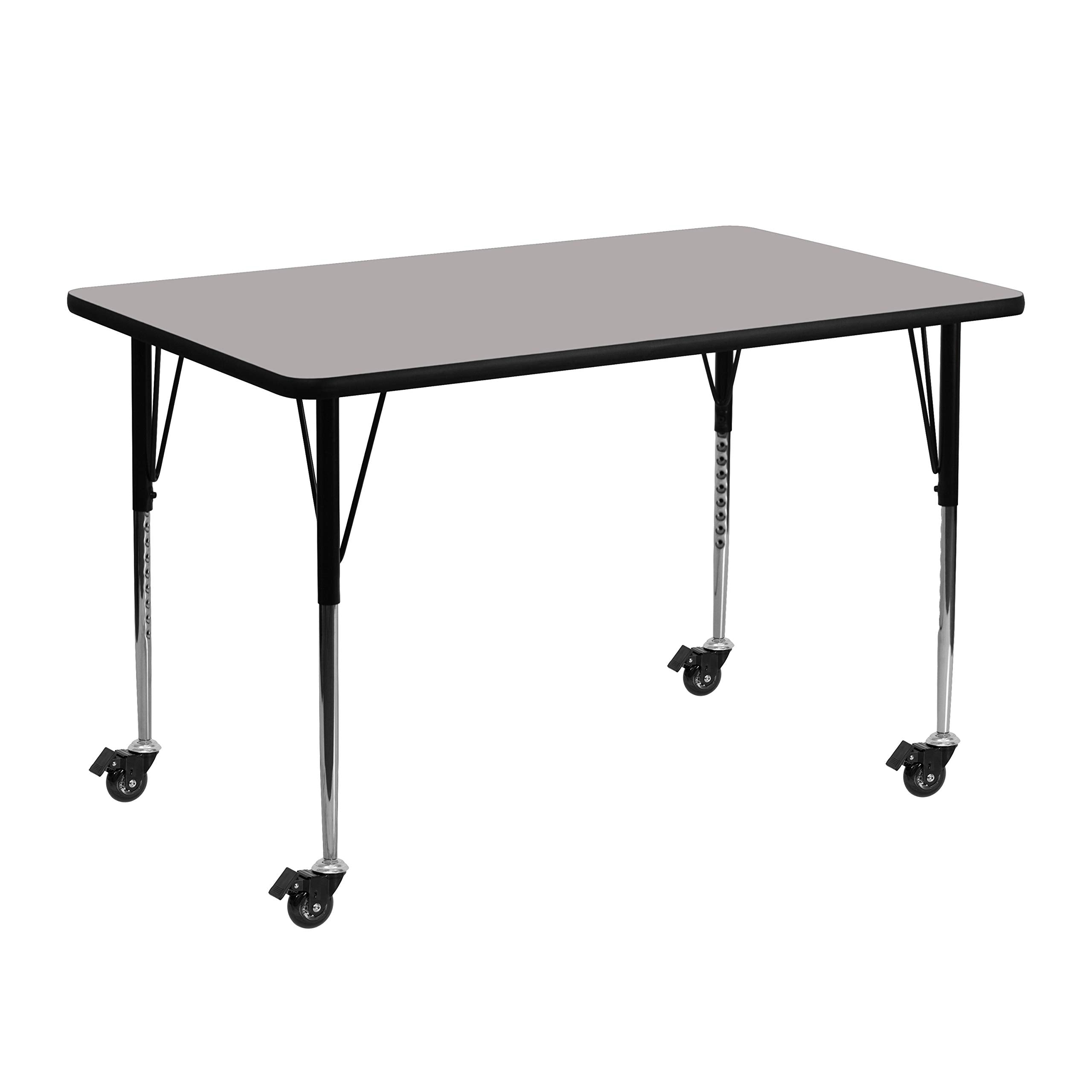 Flash Furniture 24X48 Rec Grey Activity Table Chair, 24'W X 48'L, Gray