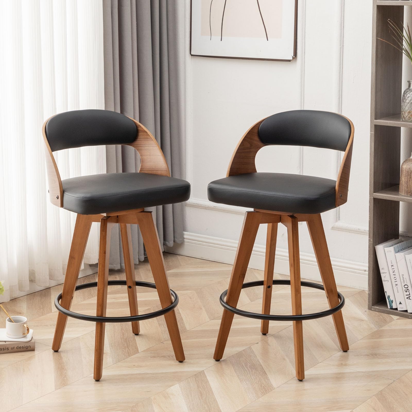 MEKLIBA Barstools Set of 2,Counter Height Bar Stools for Kitchen Island,30.3 Inch Modern Upholstered Bar Chair, Swivel Counter S
