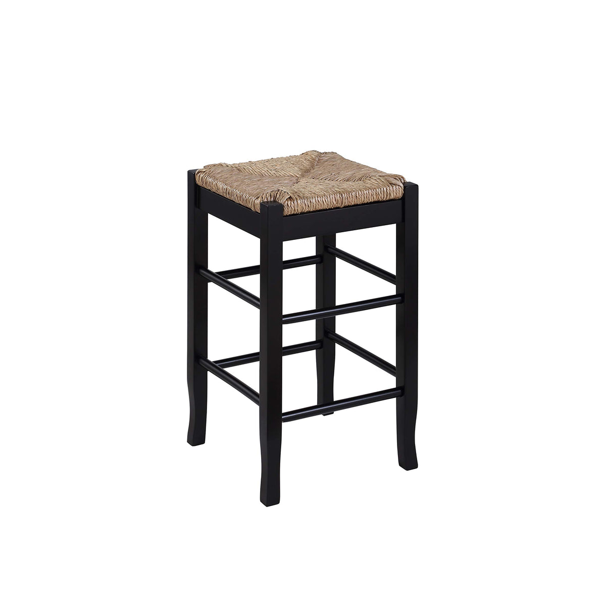 Boraam Square Rush Seat Counter Height Stool, 24-Inch, Black