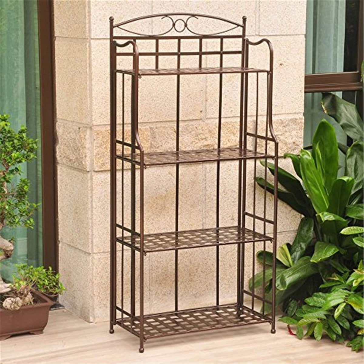 International Caravan Santa Fe Nailhead 4-Tier Bakers Rack