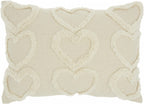HomeRoots Whimsical Heart Detail Off White Lumbar Pillow